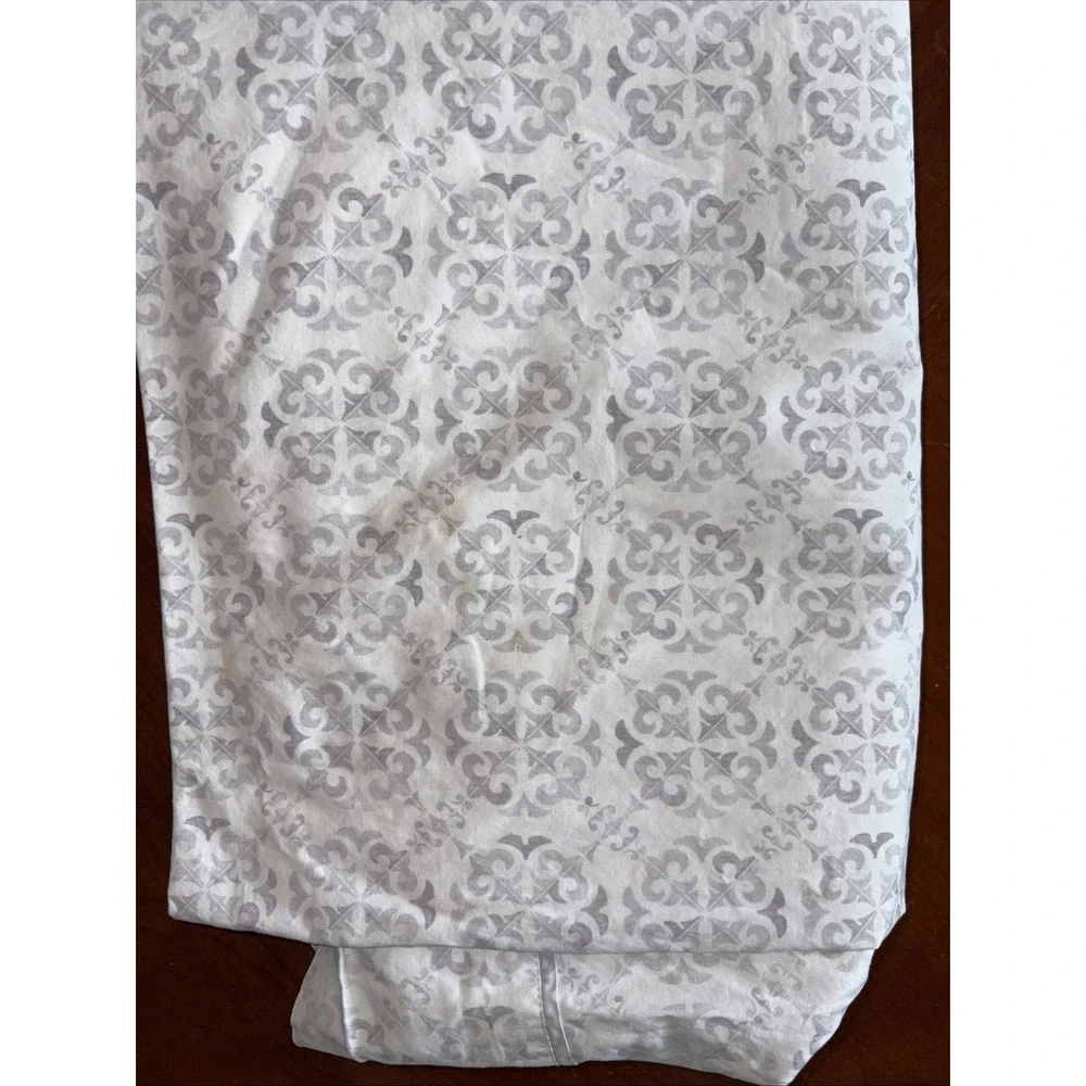 Serena & Lily Classic Ring KING Flat  Sheet‎ Gray White Geometric 100% Cotton.